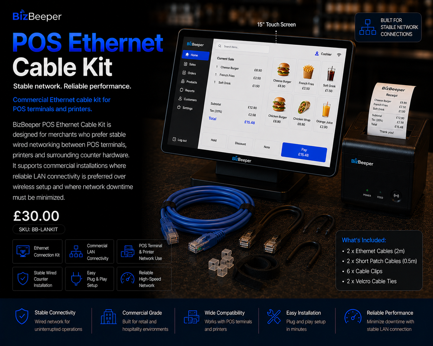 BizBeeper POS Ethernet Cable Kit