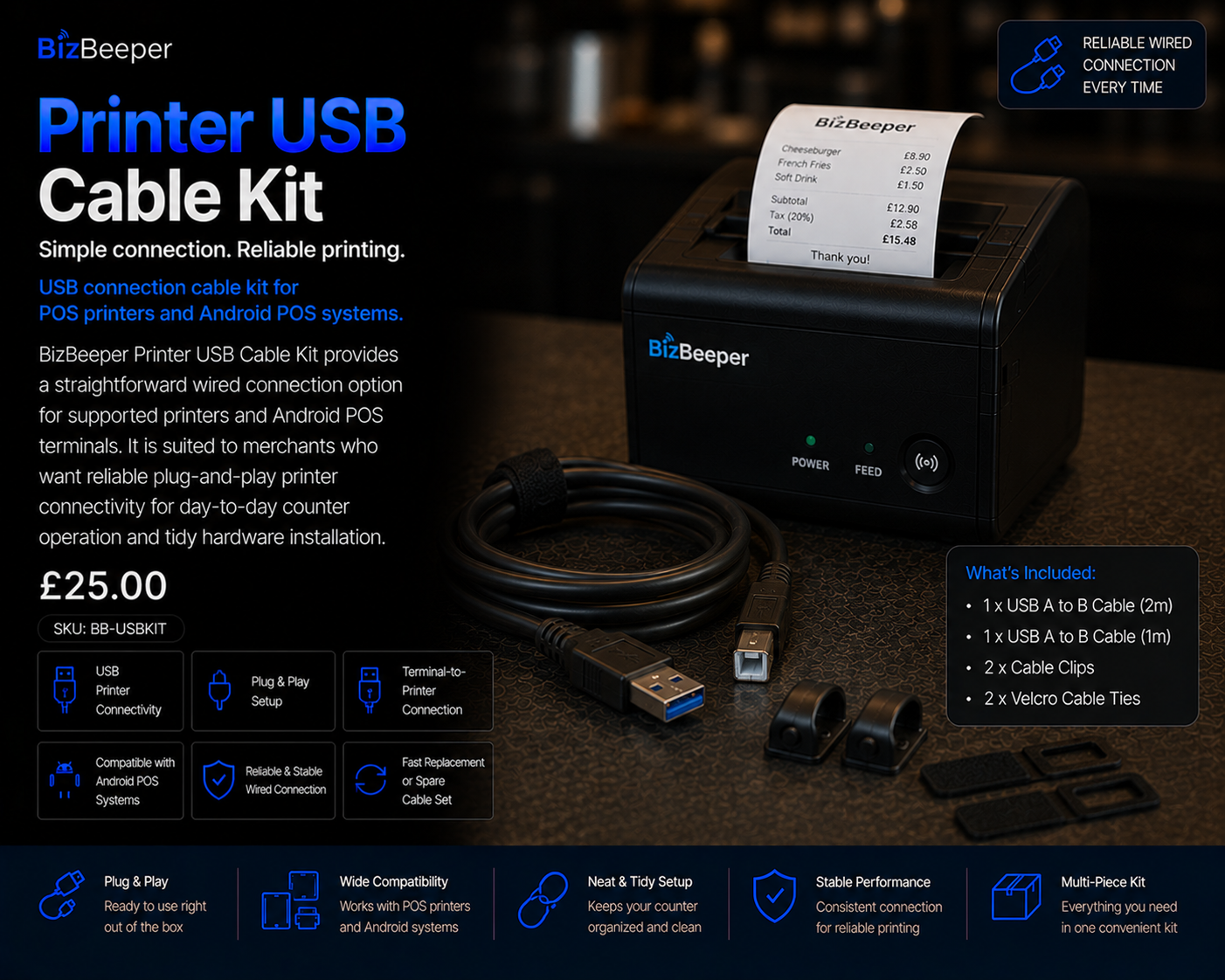 BizBeeper Printer USB Cable Kit